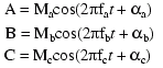 3(A = Mcos(2(pi)ft + alpha))