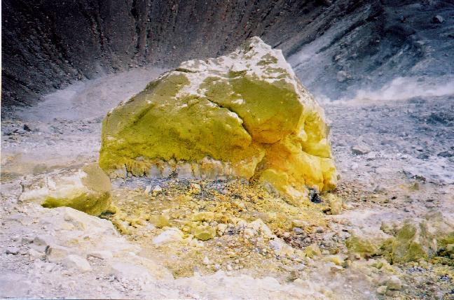 Sulphurous boulder