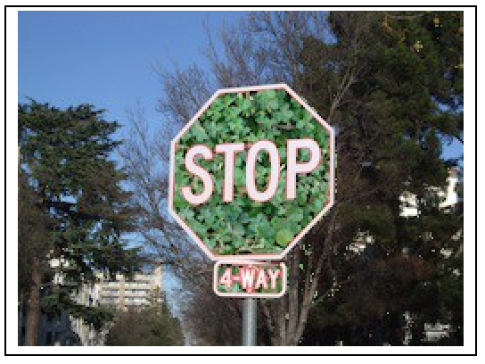 alt: red part of stop sign replaced with leaves