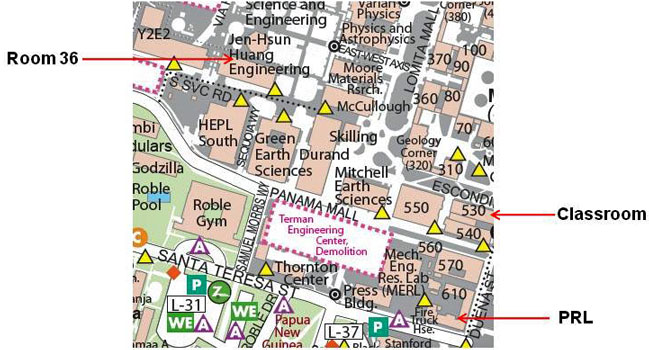 Classroom location in relation to PRL & Room 36