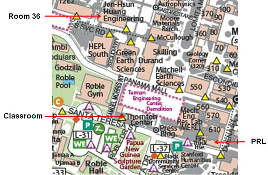 Classroom location in relation to PRL & Room 36