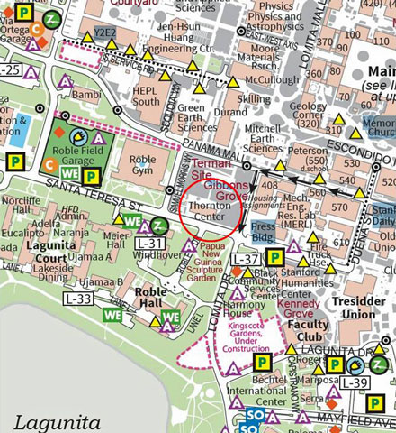 Map of parking near Thornton Center