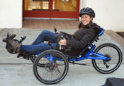 Healey poses in a handbike at the VA