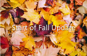 Image of fallen leaves with "Start of Fall Update" banner