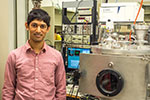 Aero-Astro PhD student, Karthik Balakrishnan, in Professor Robert Byer's HEPL Lab