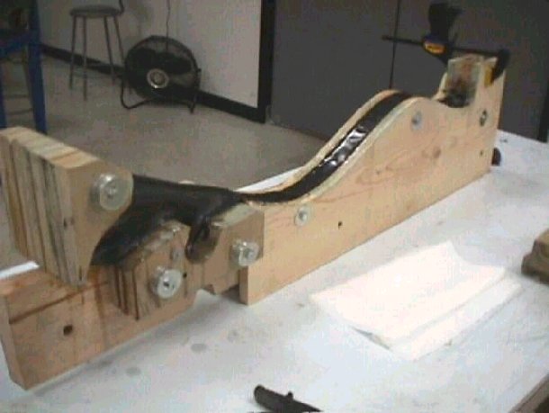 Fully layed-up crutch on the model