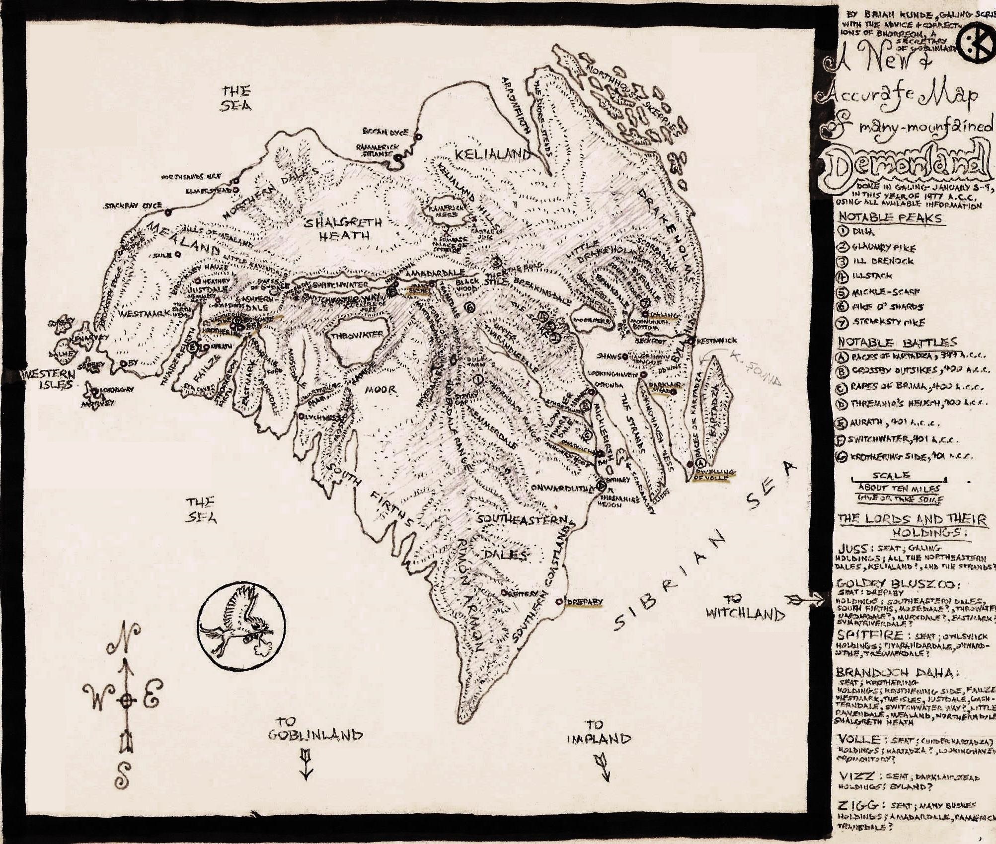 A Map of E. R. Eddison's Demonland