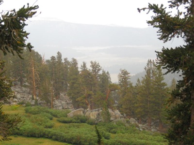 View of Horseshoe Meadow in the Rain