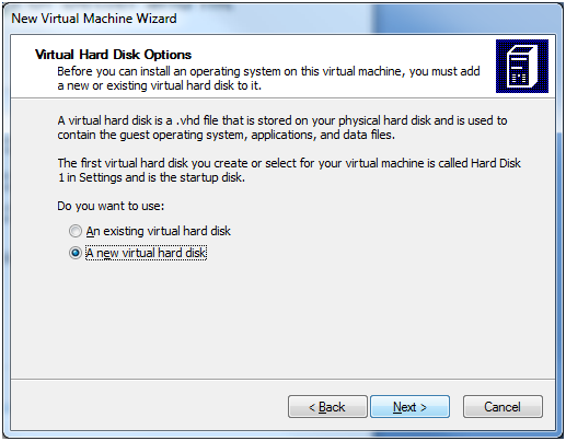 Virtual Hard Disk Options