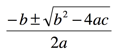 An image of the quadratic formula