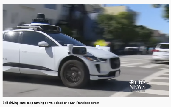 Video of self-driving Car Driving down a dead-end street