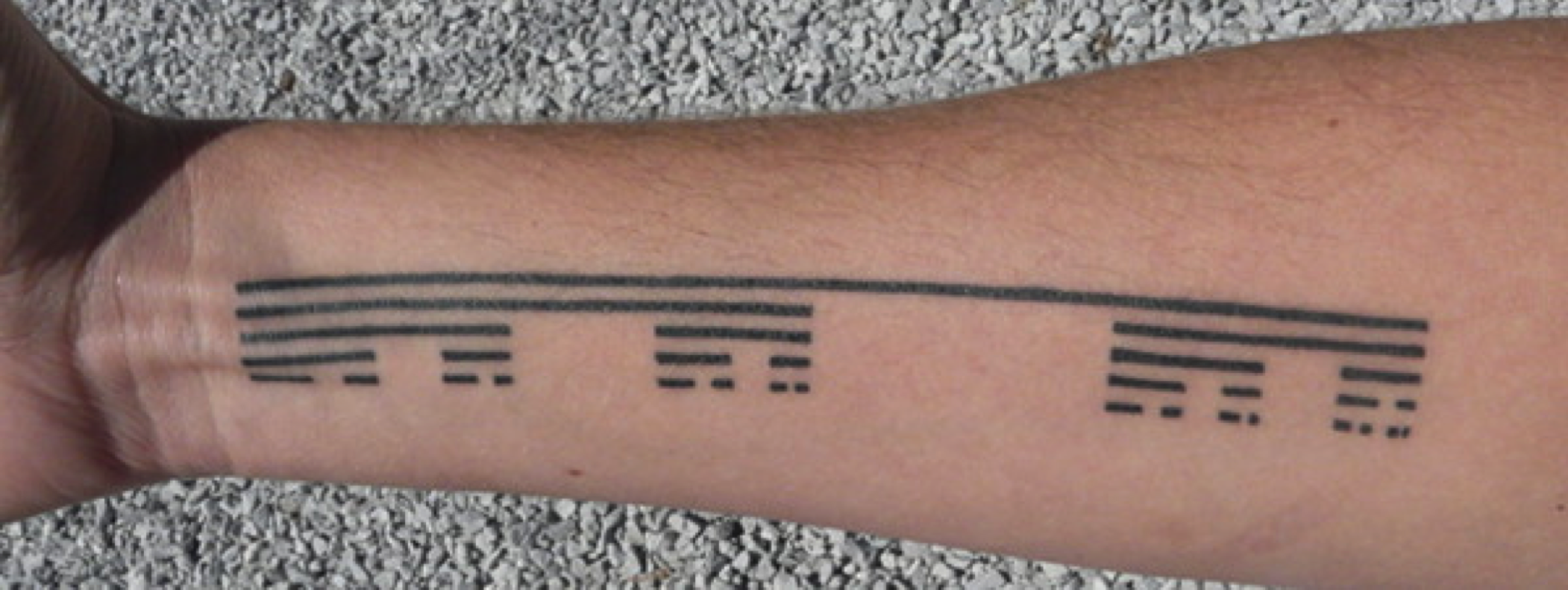An image of a tattoo of the Cantor fractal on someone's arm