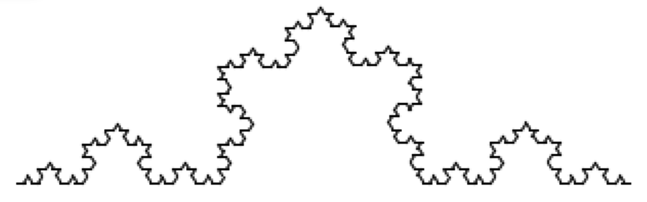 A part of the 'snowflake' fractal that has been sliced such that only a horizontal section remains