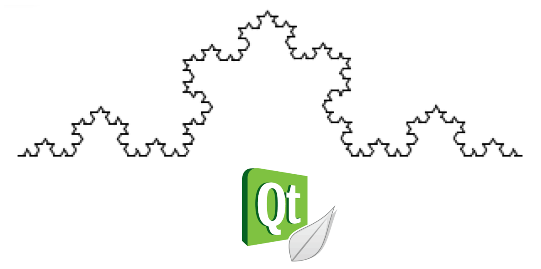 A partial snowflake and the Qt logo