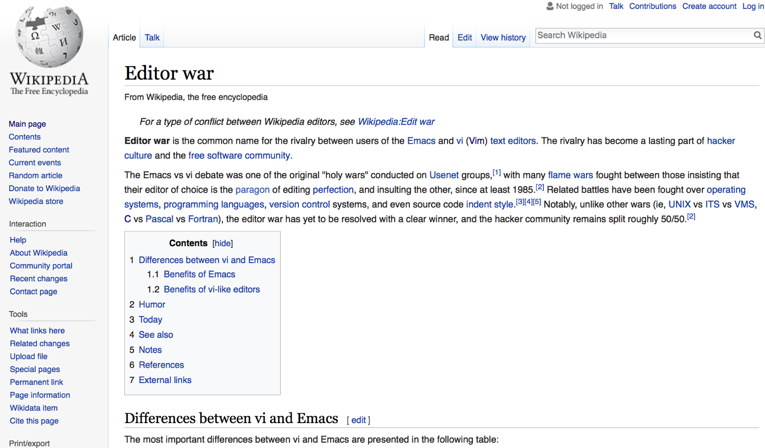 The Wikipedia page for 'Editor war'