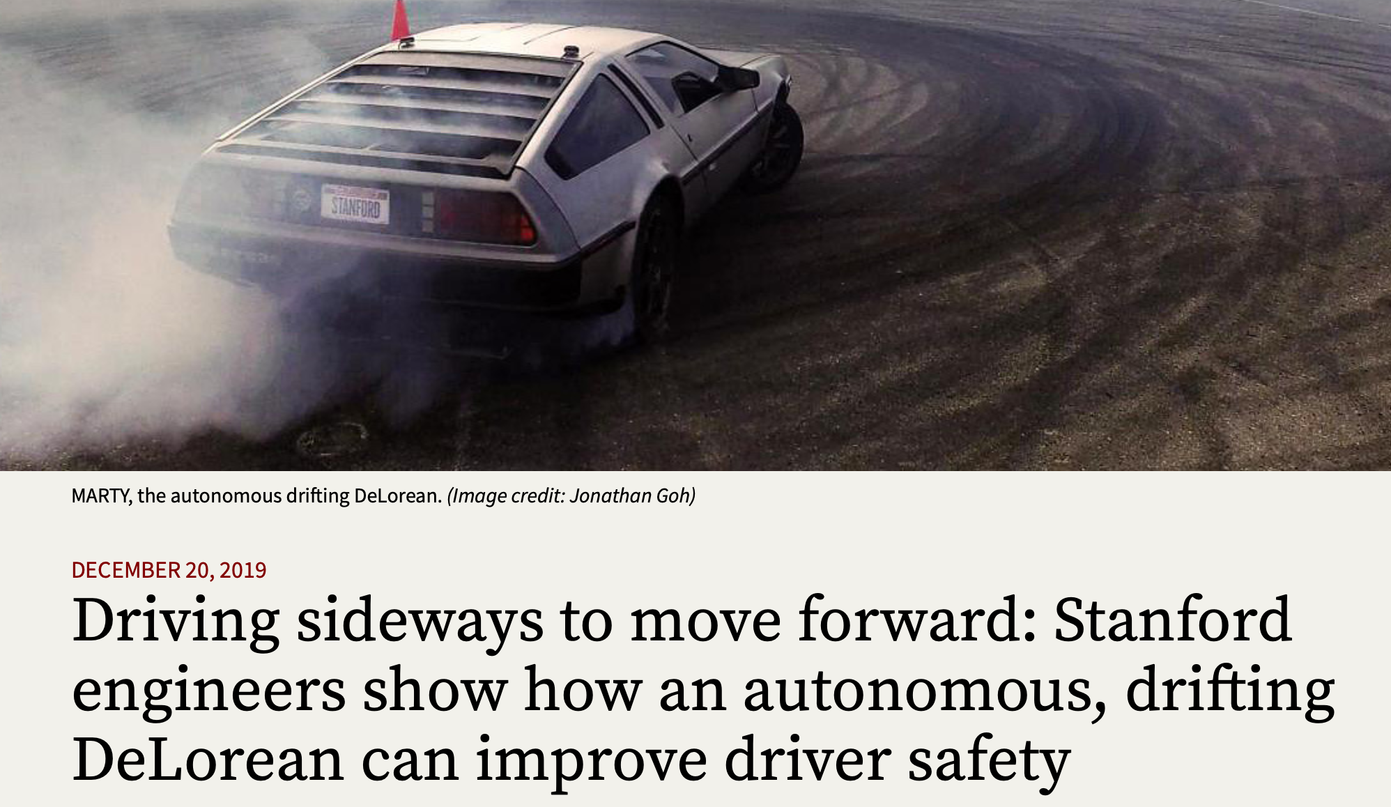 Self driving Delorean from Stanford