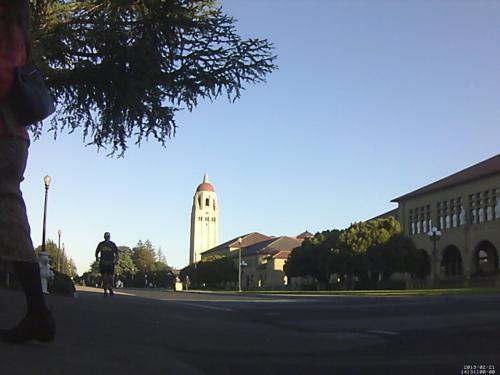 hoover tower, but with people walking in front