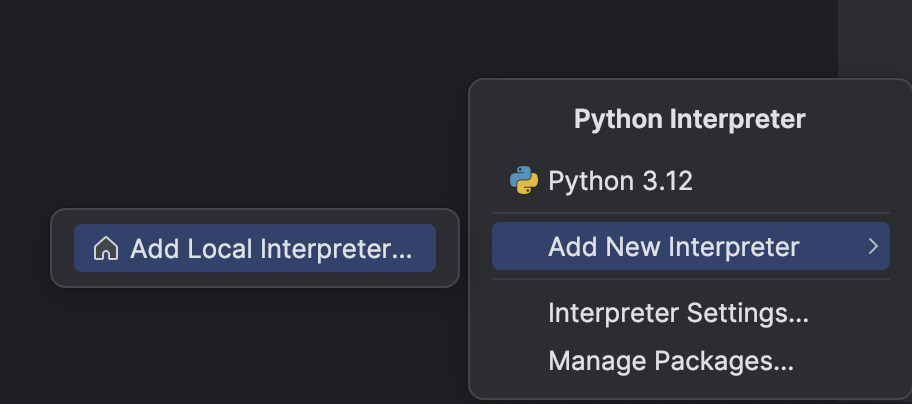 Add Local Interpreter and click Select Existing
