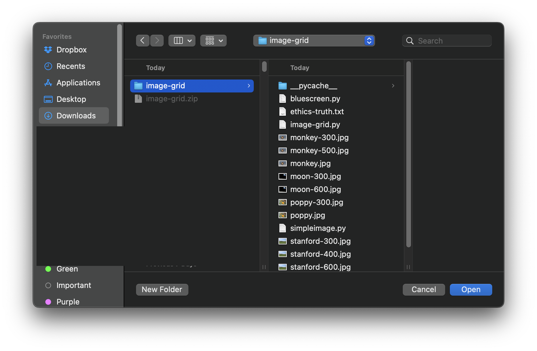 File navigator selecting pycharm_intro folder