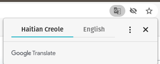 A message from Google Chrome that indicates the page being visited is written in Haitian Creole and offering to translate it to English.