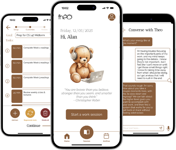 Theo app screens