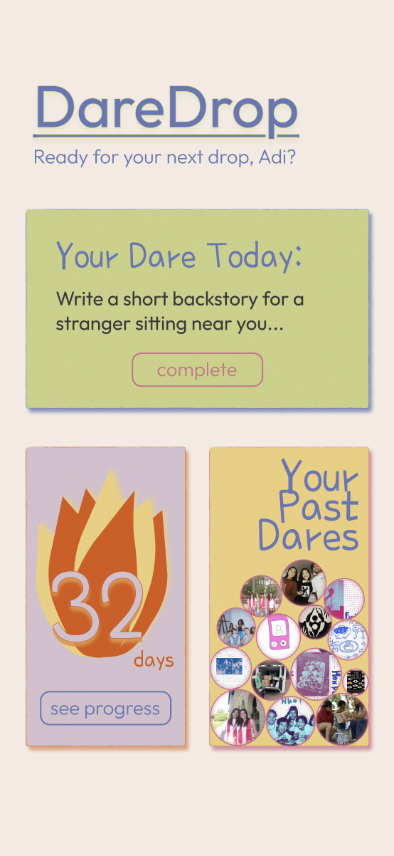 DareDrop app interface