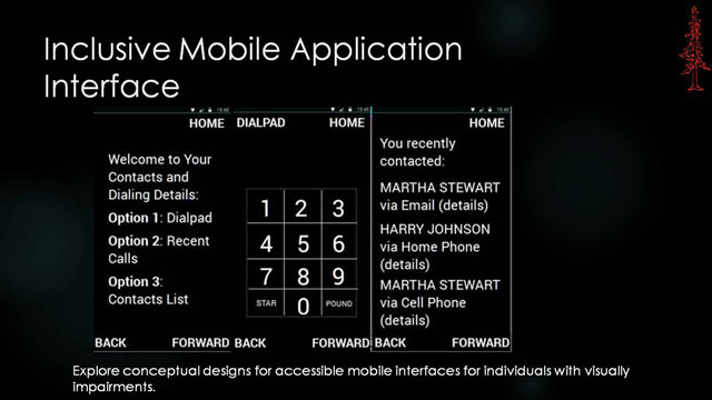 Inclusive Mobile Application Interface - Explore conceptual designs for accessible mobile interfaces for individuals with visually impairments