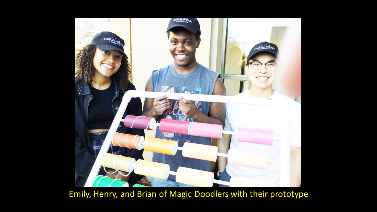 Emily, Henry, and Brian of Magic Doodlers with their prototype