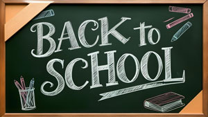 Back to School on a blackboard