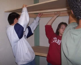 Putting up the shelves