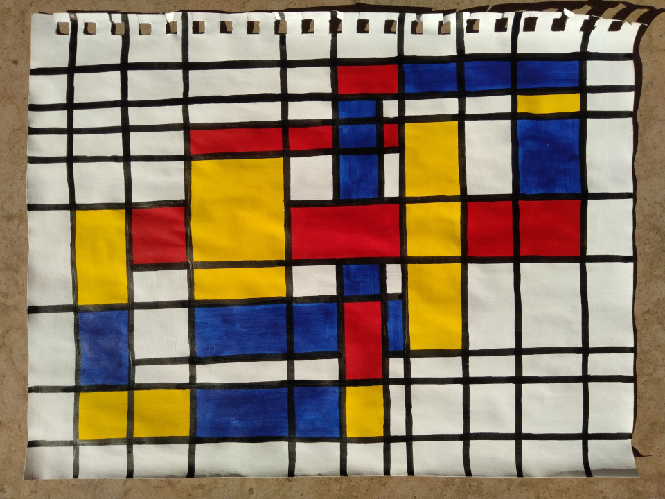 Whitehead link in the style of Mondrian