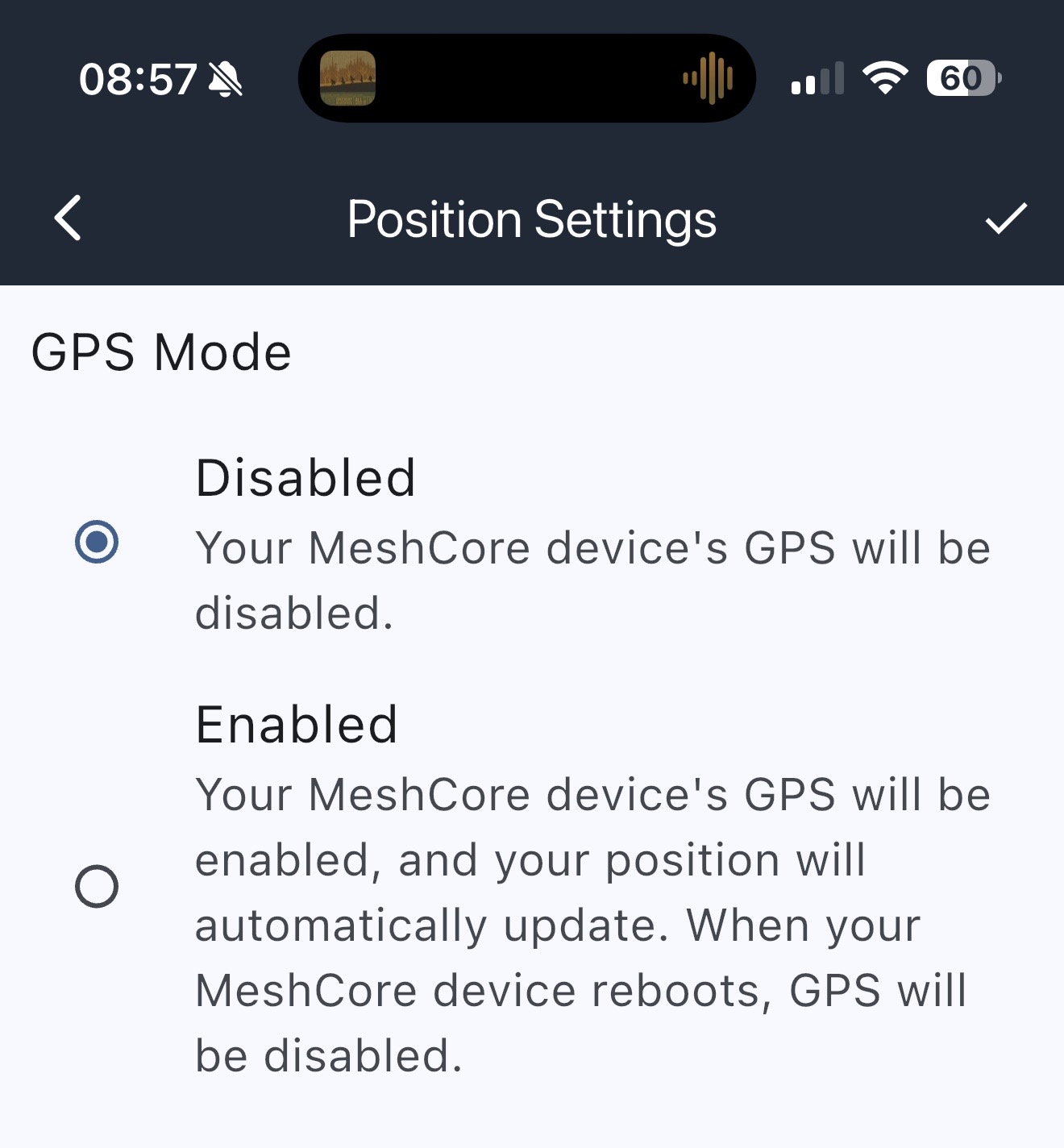 GPS Config Screen GPS Config Screen